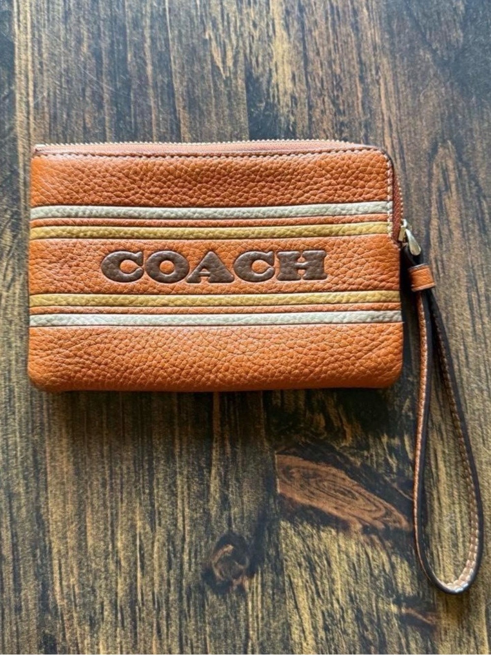 COACH Orange Leather Wristlet Wallet